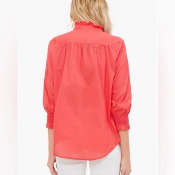 TUCKERNUCK Teagan Popover Shirt Ruffle Poopy Pink 3/4 Sleeve Blouse Size Small - Picture 5 of 11